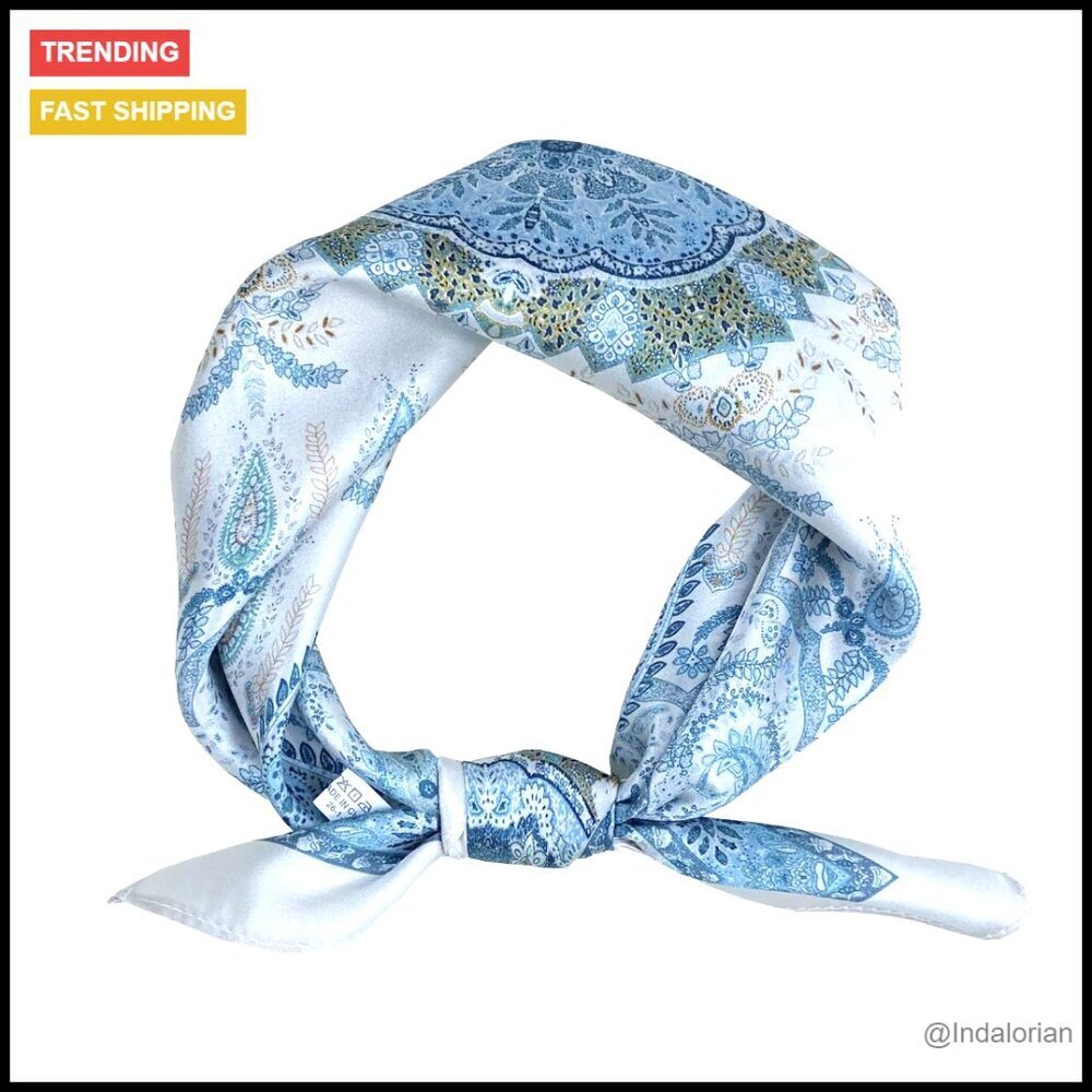 Silk Square Scarf Lightweight Digital Print Boho Chic Versatile Accessory